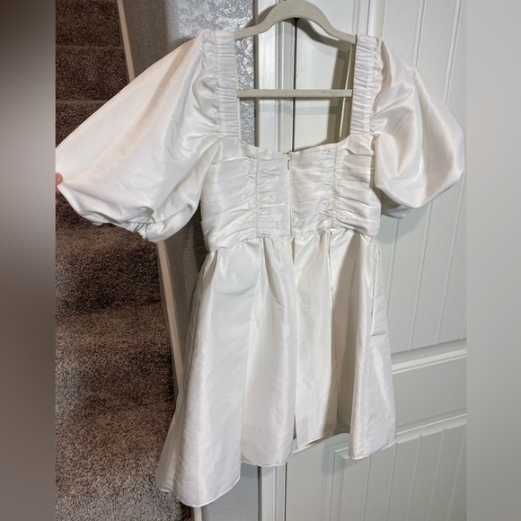 Self Portrait Pleated Taffeta white Mini Dress - Picture 7 of 8